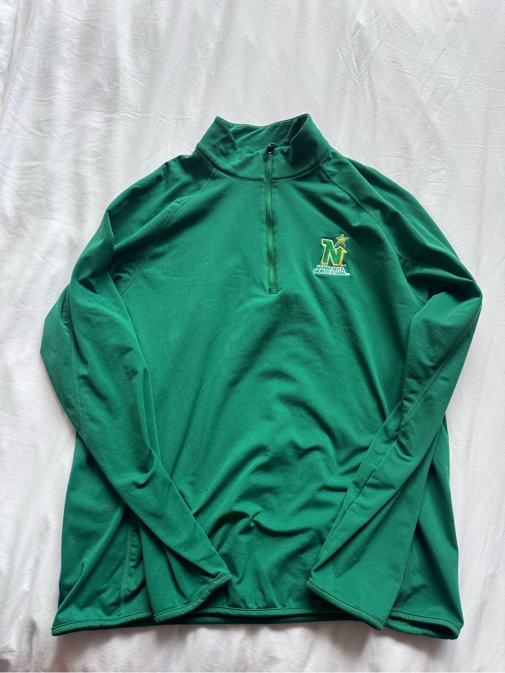 Green Men's Quarter-Zip Pullover with Embroidered N Logo
